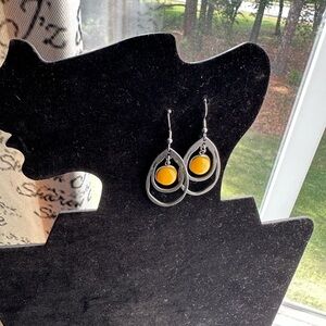 Silver Earrings with Amber Crystals Handmade with Love ☮️❤️🔆